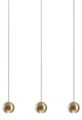Productafbeelding van Guya S/3, meerledige lineaire hanglamp, 24W LED, 3000K, 1525lm, 36°, goud met zwarte plafondmontageplaat - Gealuce
