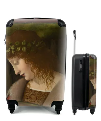 Produktbild von MuchoWow® Koffer Handgepäck Trolley Rollkoffer Kleine Reisekoffer mit 4 Rollen - Narzisse - Leonardo da Vinci - Cabin Size < 55x40x23 cm & 55x40x20 cm - Fotokoffer - Kabinenkoffer - Boardgepäck - Reise-Box - Reisekoffer - Reisegepäck - Koffer mit Bild - Trolley für Kinder