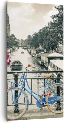 Produktbild von Bild auf Leinwand - Leinwandbild - Einteilig - Amsterdam Fahrräder Brücke - 65x120cm - Wand Bild - Wanddeko - Wandbilder - Leinwanddruck - Bilder - Wanddekoration - Leinwand bilder - PA65x120-4503