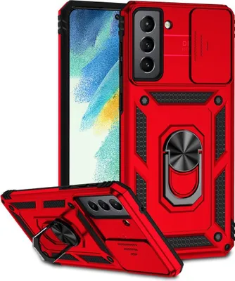 Produktbild von Samsung Galaxy S21 FE Hülle - Coverup Armor Ring Ständer Back Cover mit Kamera Schutz - Rot