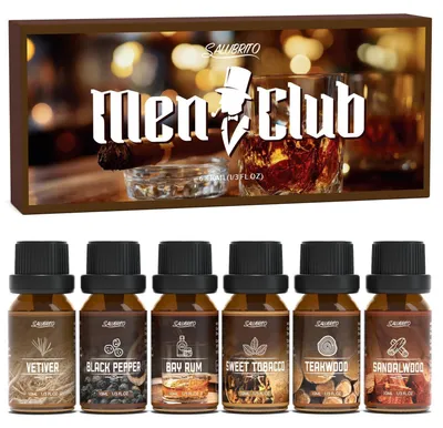 Obrázek produktu pro Sada esenciálních olejů pro muže, vonné oleje s vůní dřeva pro difuzéry a výrobu svíček, 6 variant