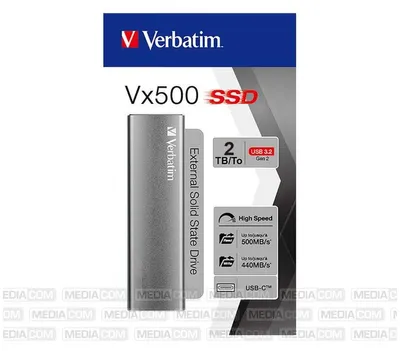 Produktbild von Verbatim Vx500, 2 TB, USB Typ-C, 3.2 Gen 2 (3.1 Gen 2), 500 MB/s, Silber