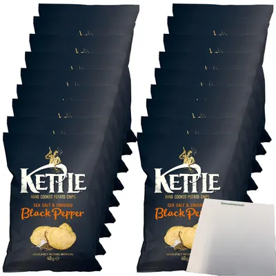 Produktbild von Kettle Chips Crush Black Pepper VPE (18x40g Packung) + usy Block