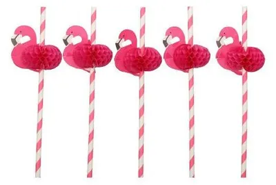 Produktbild von Trinkhalme, Papier Ø 6 mm · 20 cm pink "Flamingo"