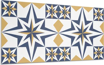 Produktbild von Geometrische Sterne In Quadraten – Selbstklebende Fliesen – Wandverkleidung – Wandpaneel – PVC Fliesen – Vinylflisen – PCV Flisen – Selbstklebend – Wanddeko – 10 Stück 100 x 50 cm
