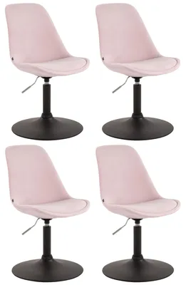 Produktbild von CLP 4er Set Esszimmerstühle Maverick Samt drehbar und stufenlos verstellbar pink Gestell Farbe schwarz