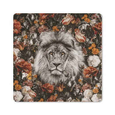 Produktbild von MuchoWow® Mauspad Mousepad Blumen - Löwe - Porträt 30x30 cm - Mousepads - Maus Mat - Pad - Mausunterlage - Gaming