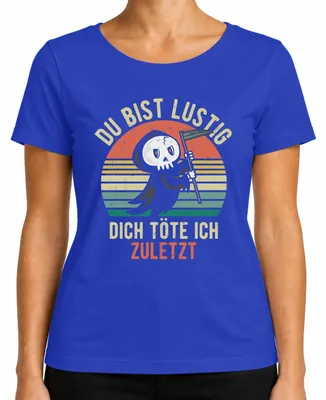 Productafbeelding van Grappig Halloween-shirt met een gothic-spreuk, voor dames, blauw, maat L