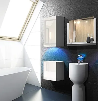Obrázek produktu pro Furnitech ALIUS 18 Koupelnové skříňky Zrcadlová sada (LED modrá, bílá)