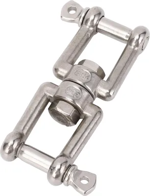 Immagine prodotto di Grillo girevole a doppia estremità in acciaio inox, connettore ad anello a forma di 8, dispositivo marino per navi, barche, yacht, 10 mm, portata: 500 kg