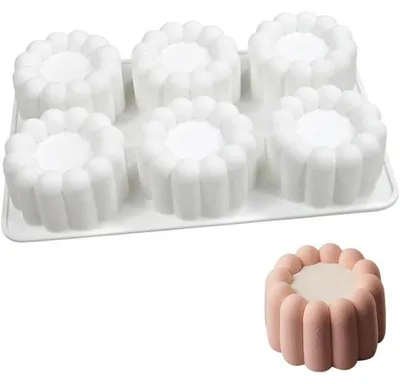 Productafbeelding van Siliconen dessertvorm met 6 holtes, met een frambozenmotief. Chocolademousse-taartvorm, flexibele bakvorm voor desserts, gelatine, ijsblokjes