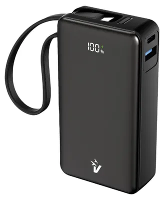 Image de Vultech Power Bank VPB-LP10 10000mAh PD 35W Charge Rapide USB-C Affichage LED Câble Intégré
