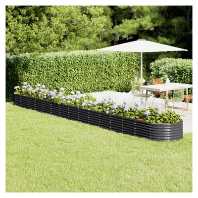 Produktbild von Hochbeet aus pulverbeschichtetem Stahl 620x80x36 cm Anthrazit