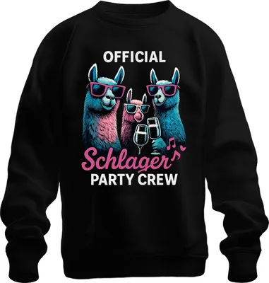 Produktbild von Schlager Party Crew Offiziell Alpaka Lama Prosecco Musik Fanclub Uni Sweatshirt Pullover, Schwarz, M