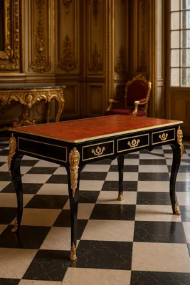 Produktbild von Casa Padrino Luxus Barock Schreibtisch Schwarz / Gold / Bordeaux 143 cm - Barock Sekretär