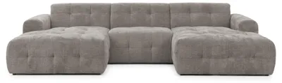 Produktbild von Wohnlandschaft U-Form 6-Sitzer, raffinierte Steppungen, Chenille-Bezug in Braun Taupe / 21050