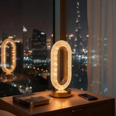 Image de Lampe de table dorée – Intensité variable – Température de couleur réglable (blanc chaud/blanc neutre/blanc froid) – Rechargeable via USB-C – Sans fil – 26 cm [12504], Image générée par une IA