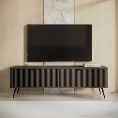 Produktbild von AX LIVING Moderner TV Board schwarz matt Vespasia 163 2T 163cm Breite