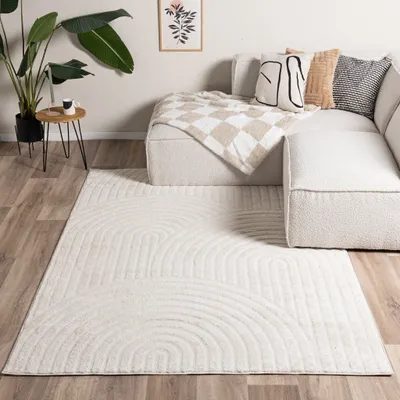 Produktbild von Japandi Teppich - Yori Arches Creme - 140x200cm - Klassik, Industrielle, Ländlich, Modern, Skandinavisch - Wohnzimmer, Esszimmer, Kinderzimmer, Schlafzimmer -  FRAAI | Home & Living
