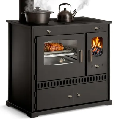 Produktbild von Küchenofen Holzherd P ECO INOX Edelstahlbackfach, linke Version
