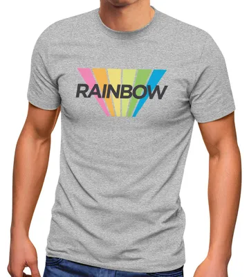 Produktbild von Herren T-Shirt Aufdruck Schriftzug Rainbow Regenbogen Sommer Fashion Streetstyle Neverless® grau S