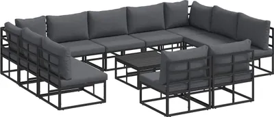 Produktbild von vidaXL Gartensofa-set 12 stk. Schwarz Aluminium