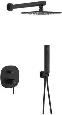 Produktbild von BADLAND Komplettes Duschsystem POLA Unterputz Armatur Wasserhahn mit Kopfbrause in Schwarz
