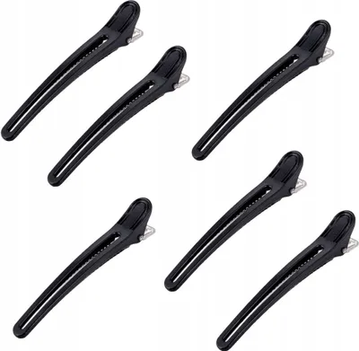Produktbild von Ponik’s Haarspangen aus Metall und Kunsstoff, Haarclips für Friseur, zum Frisieren – Haarklipse, Haarklammern, Clips fürs Haar – 6 Stück, schwarz, 10 cm