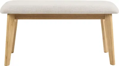 Produktbild von Miliboo - Skandinavische Bank in beige Samt-Textur-Stoff und hellem Holz L92 cm ELION