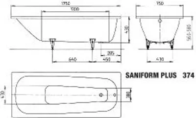 Produktbild von KALDEWEI 112200011001 BW SANIFORM Mod.374, 1750 x 750,