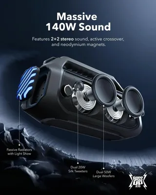 Image de Haut-parleur sans fil - Haut-parleur d'extérieur - Haut-parleur étanche - Haut-parleur Bluetooth - 140 watts de puissance