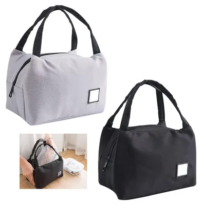 Isolierte Lunchtasche 2er-Set, faltbar, wasserdicht, schwarz/grau