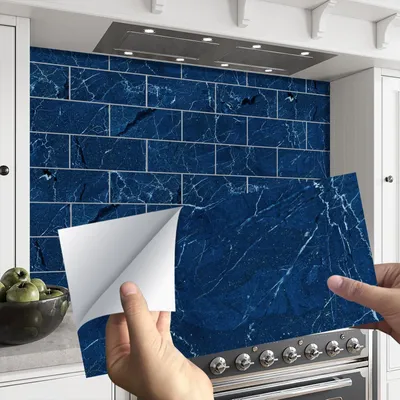 Imagen del producto de Solidchoice - Adhesivos para azulejos autoadhesivos en color azul, ideales para decoración de paredes