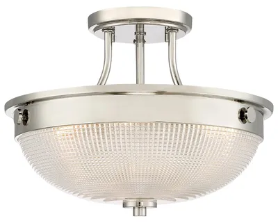 Immagine prodotto di Lampada A Soffitto Contemporanea Mantle Vetro Nichel Lucido 2 Luci E27