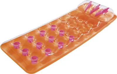 Produktbild von Bestway 43015 Luftmatratze Beach Bed | Aufblasbare Pool Liege 188 x 71 cm mit Kopflehne | Badespaß fürs Wasser (orange)