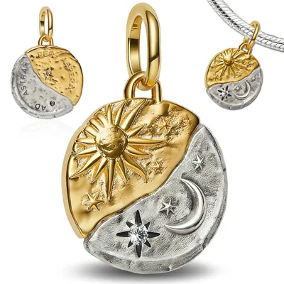 Productafbeelding van Zilveren Zon en Maan Hanger voor Sieraden