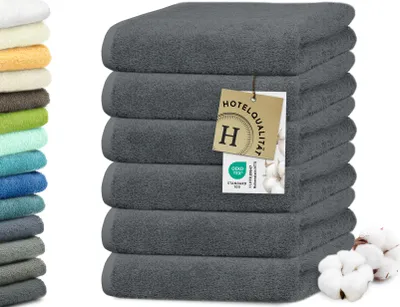Produktbild von Handtuch 6er Set, Baumwolle, 50x100 cm, dunkelgrau (graphit)
