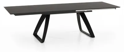 Zdjęcie produktu dla Stół rozkładany Barret 170–270 × 90 cm, blat HPL na MDF, ciemnoszary, czarne metalowe nogi