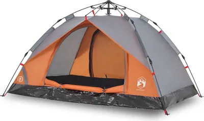 Image de vidaXL Tente de camping dôme 2 personnes Gris et orange Quick Release