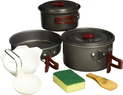 Produktbild von Naturehike NH2-3 Personen Camping Kochgeschirr Carbon | Leichtes Aluminium, Antihaft, gesunde Beschichtung