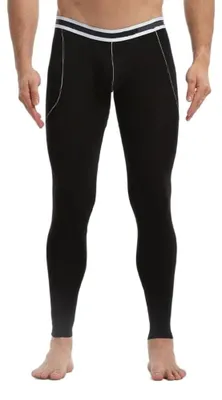 Image de Leggings thermiques pour hommes - Doux et élastiques - Noirs