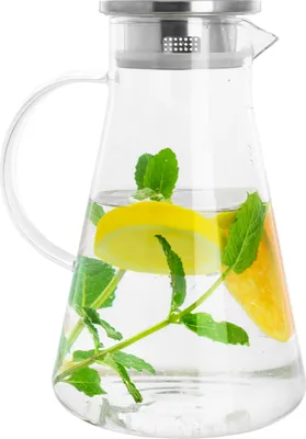 Obrázok produktu pre Krumble karafa s filtrom, rukoväťou a vekom 1,8 l - Karafa na vodu - Sklo - Hliník - 14 x 14 x 23 cm