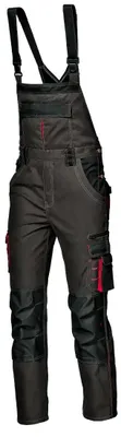 Immagine prodotto di Salopette Sir Safety Harrison con rinforzi sulle ginocchia, 65% poliestere 35% cotone, taglia 46, grigio