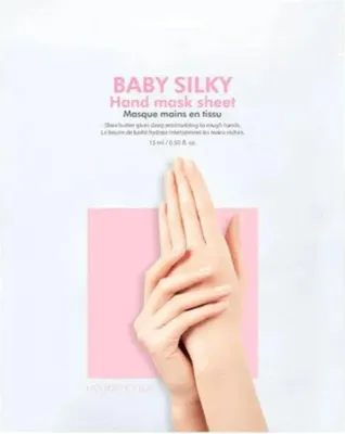 Produktbild von HOLIKA HOLIKA Baby Silky Hand Mask Sheet regenerierende und feuchtigkeitsspendende Handmaske 15.1ml
