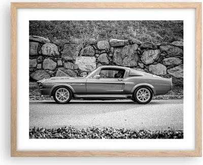 Produktbild von Gerahmtes Poster - Rahmen in heller Eiche - Auto Ford Mustang - 50x40 cm - Wand Bild - Wanddeko - Wandbilder - Kunstposter - Wandposter - Bilderrahmen - Bilder - Kunstdruck - P2NAA50x40-5011