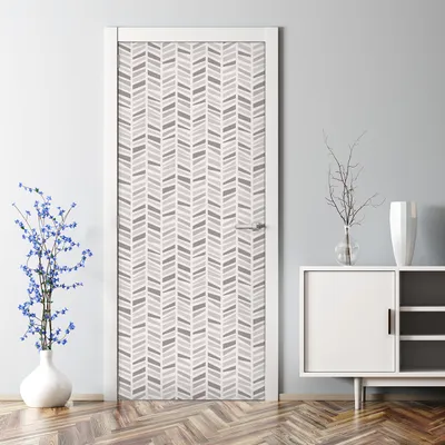 Produktbild von Dekorative Türtapete selbstklebend Aufkleber Klebefolie Fischgrätenmuster 85 x 200 cm