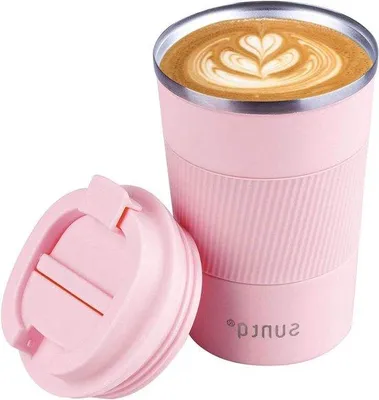 Image de Tasse isotherme 380 ml en acier inoxydable rose