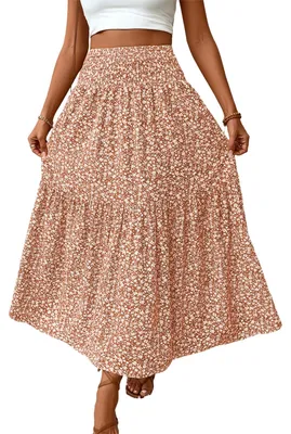 Obrázek produktu pro Dámská boho midi sukně s vysokým pasem a kapsami