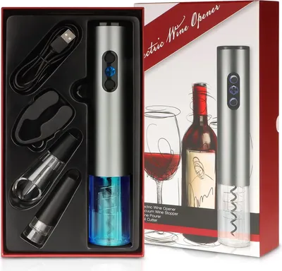Produktbild von Wiederaufladbarer elektrischer Korkenzieher, Geschenkbox mit automatischem Flaschenöffner, Folienschneider, Weinbelüfter, Weinstopper