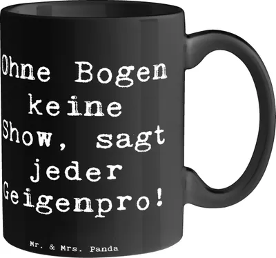 Produktbild von Mr. & Mrs. Panda Kaffeetasse Spruch Geige Bogen - Schwarz - Geschenk, Tasse, Instrument, Folklore, Teetasse, Violinist, Kammermusik, kaffeebecher keramik, Musik, Musiker
